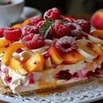 Summer Bliss Peach and Raspberry Cheesecake Delight