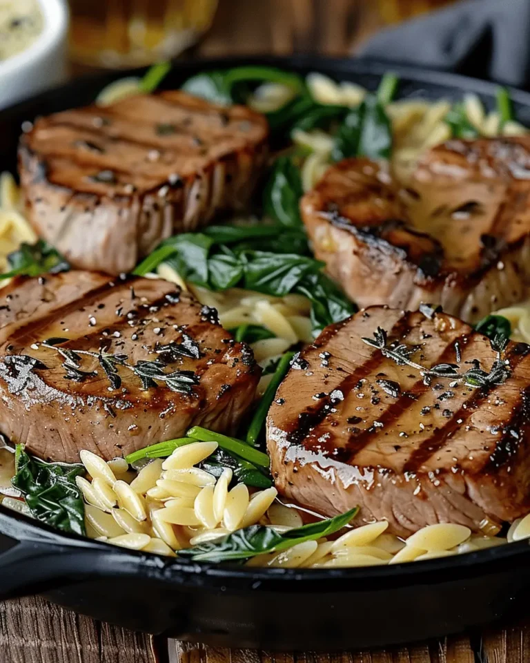 creamy Pork Tenderloin Medallions with Orzo