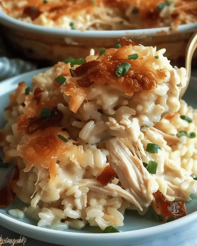 Dump-and-Bake Chicken Alfredo Rice Casserole