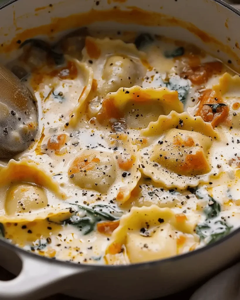 Creamy Tuscan Ravioli Soup