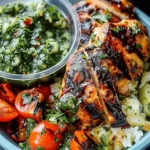 Chimichurri Grilled Chicken Bowl with Garlic Sauce