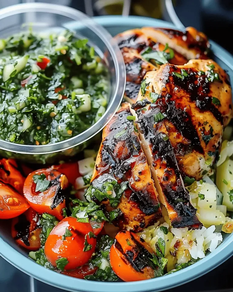 Chimichurri Grilled Chicken Bowl with Garlic Sauce