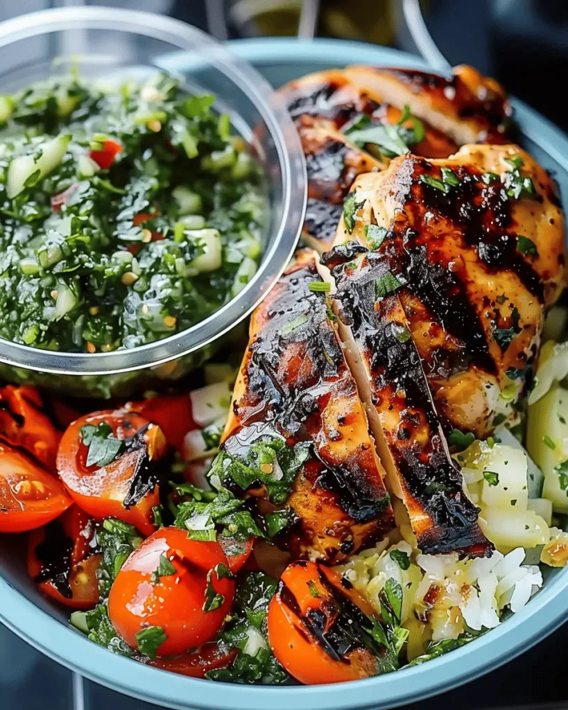 Chimichurri Grilled Chicken Bowl with Garlic Sauce