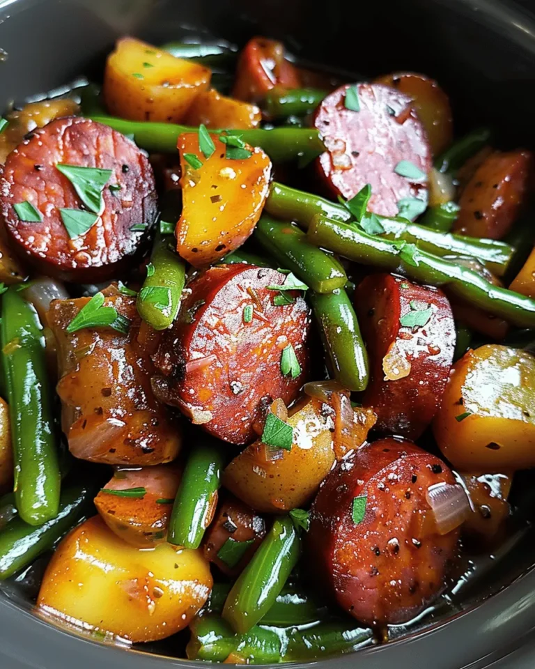 Crockpot Kielbasa and Green Beans