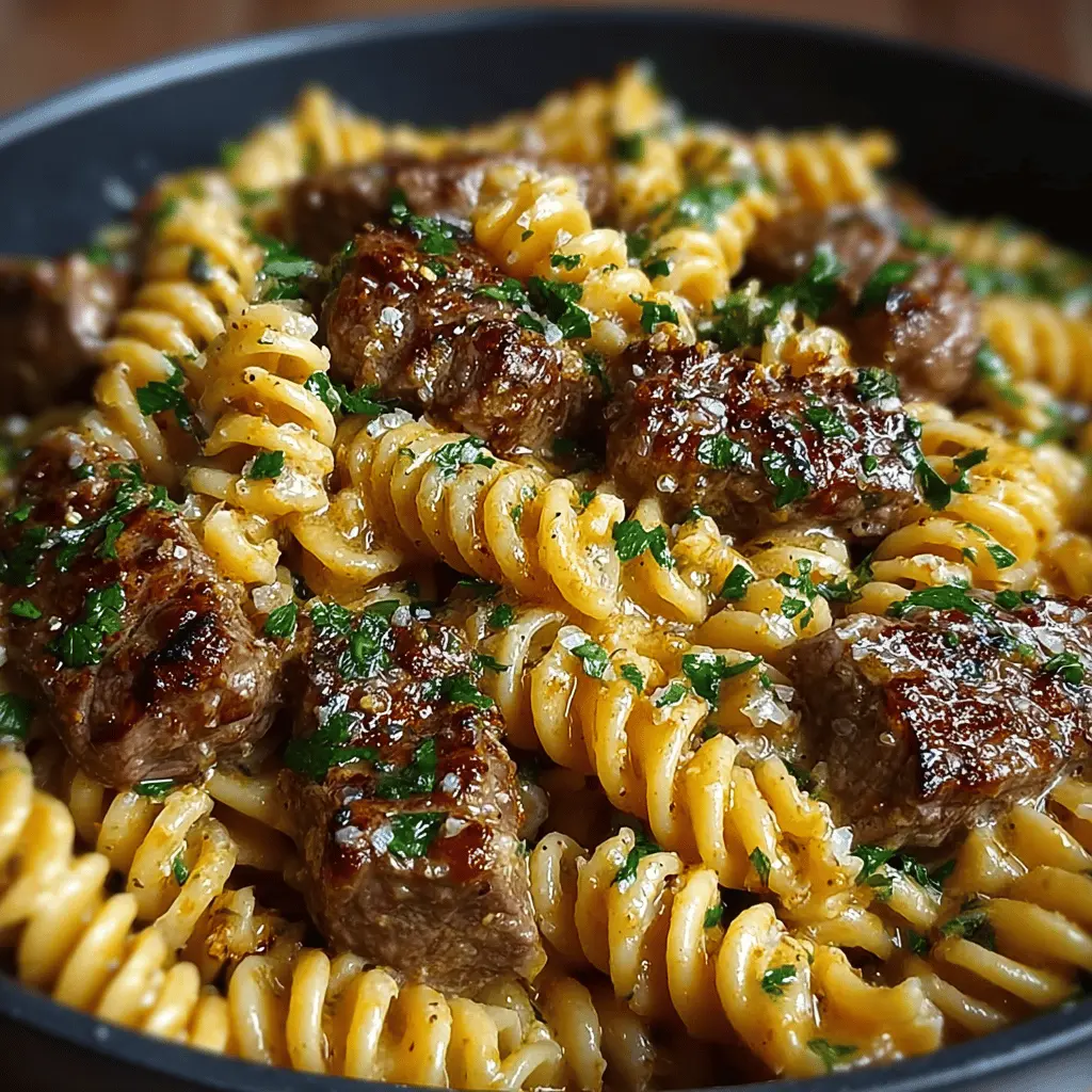 One-Pot Creamy Spicy Garlic Butter Steak & Pasta
