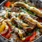 High Protein Philly Cheesesteak Rice Bowls