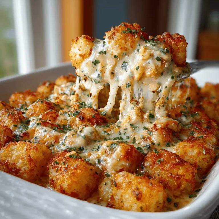 Chicken Alfredo Tater Tot Casserole