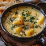 Hearty Cheddar Garlic Herb Potato Soup