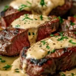 Juicy Steak with Creamy Garlic Sauce
