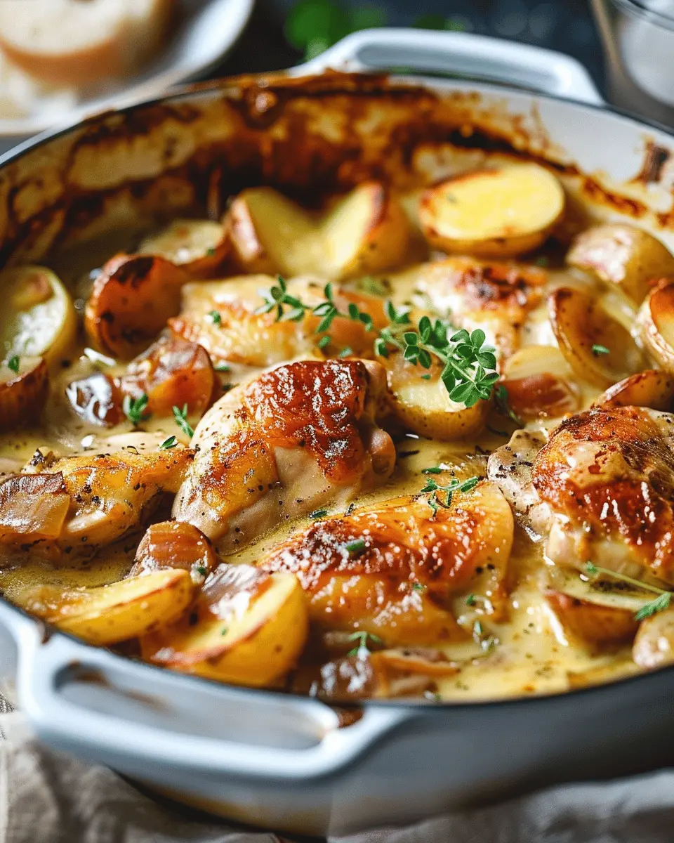 French Chicken Casserole a la Normande with Turkey Bacon Delight