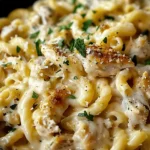The Best Crockpot Garlic Parmesan Chicken Pasta