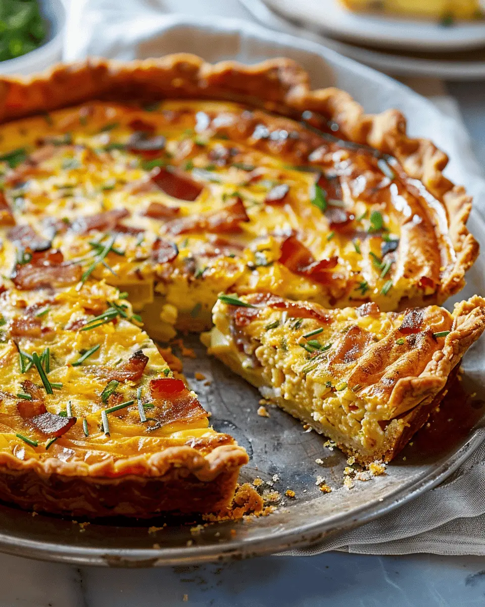 Hash Brown Crust Turkey Bacon and Cheddar Quiche Delight