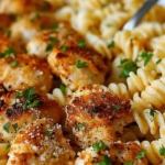 Garlic Parmesan Chicken Bites with Creamy Rotini