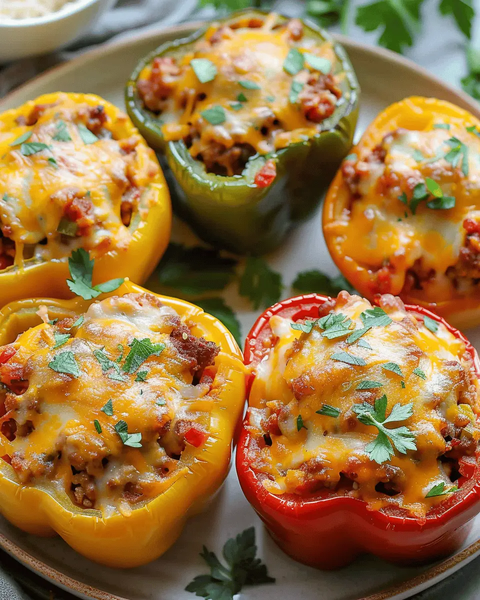 Easy Stuffed Bell Peppers with Turkey Bacon and Chicken Ham Delight