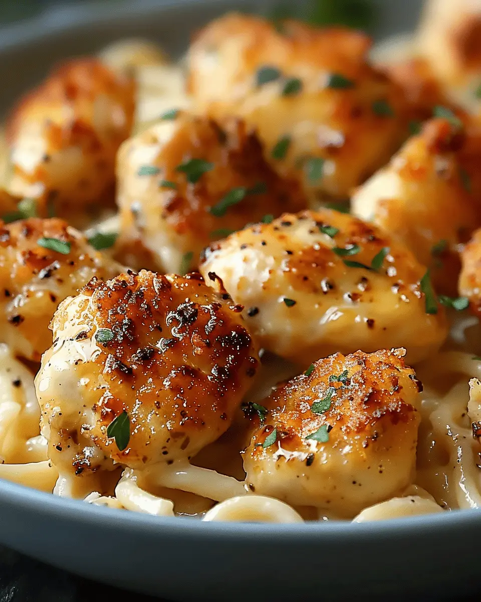 Garlic Butter Chicken Bites: Easy Recipe with Creamy Parmesan Pasta