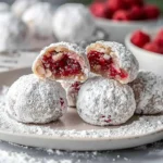 Raspberry Almond Snowball Cookies