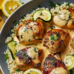 Creamy Lemon Butter Chicken with Crispy Zucchini Delight
