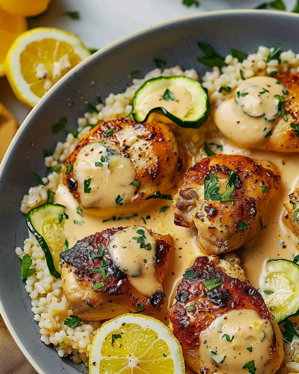 Creamy Lemon Butter Chicken: A Zesty Delight with Crispy Zucchini
