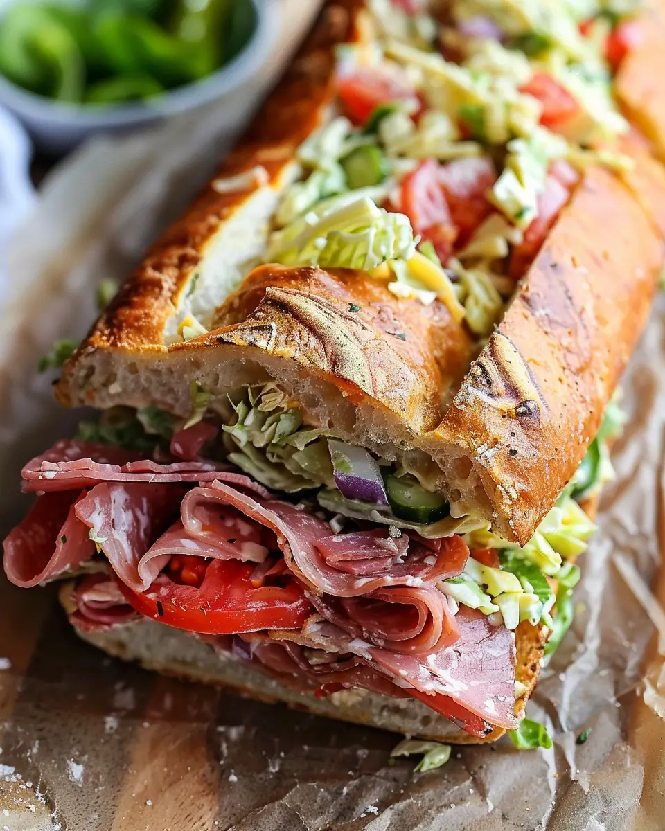 Italian Grinder Salad Sandwich: Easy Turkey Bacon &amp; Chicken Ham Twist
