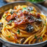 Pumpkin & Mushroom Spaghetti with Crispy Bacon