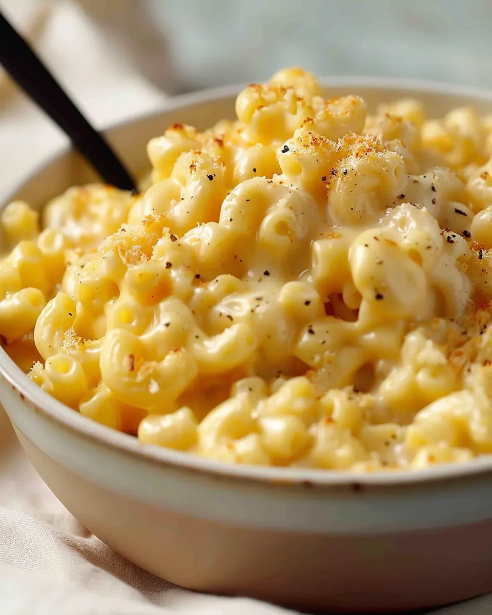 Simple Mac and Cheese Delight with Turkey Bacon and Chicken Ham