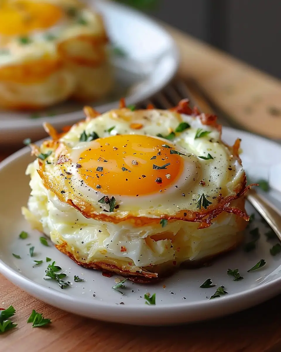 Baked Eggs Napoleon: Indulgent Layers with Turkey Bacon and Chicken Ham