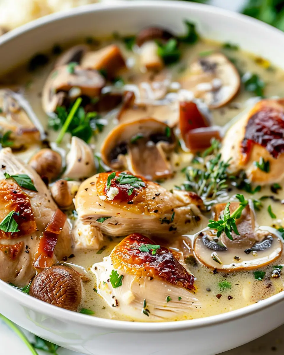 Comforting Rotisserie Chicken Soup with Savory Mushroom Bliss