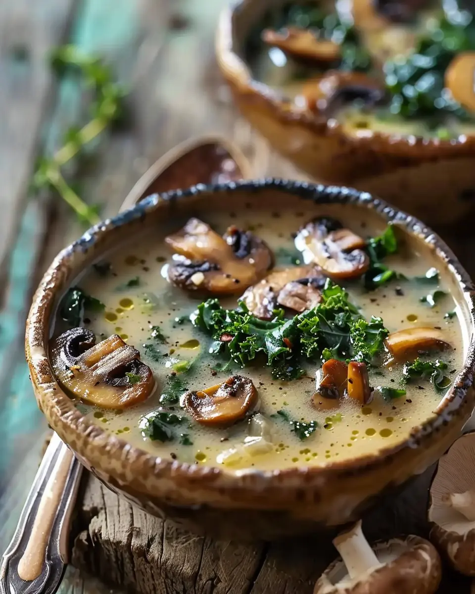 Wild Mushroom, Caramelized Onion and Kale Soup: Easy Comfort Food